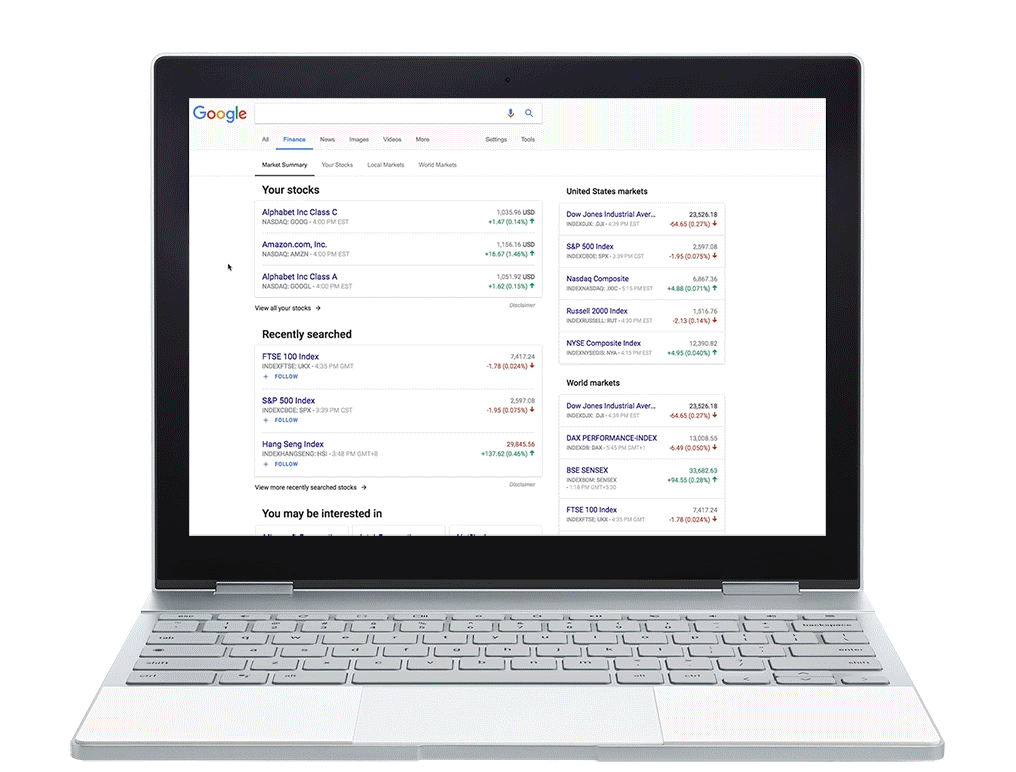 Google Search has new functionality for Finance related infromation