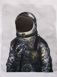 Astronaut lino print 