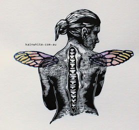 female vertebral column with wings
