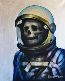 Painting of Astronaut with skull
