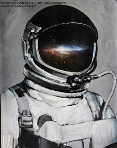 Astronaut with galaxy in reflection