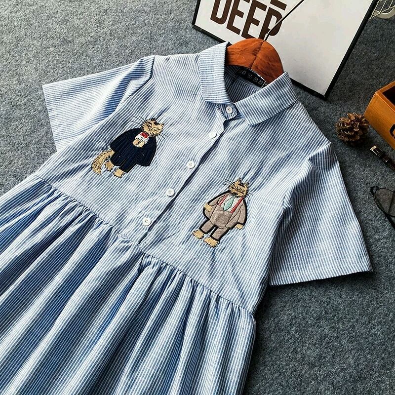 縮圖：刺繡貓貓連身裙