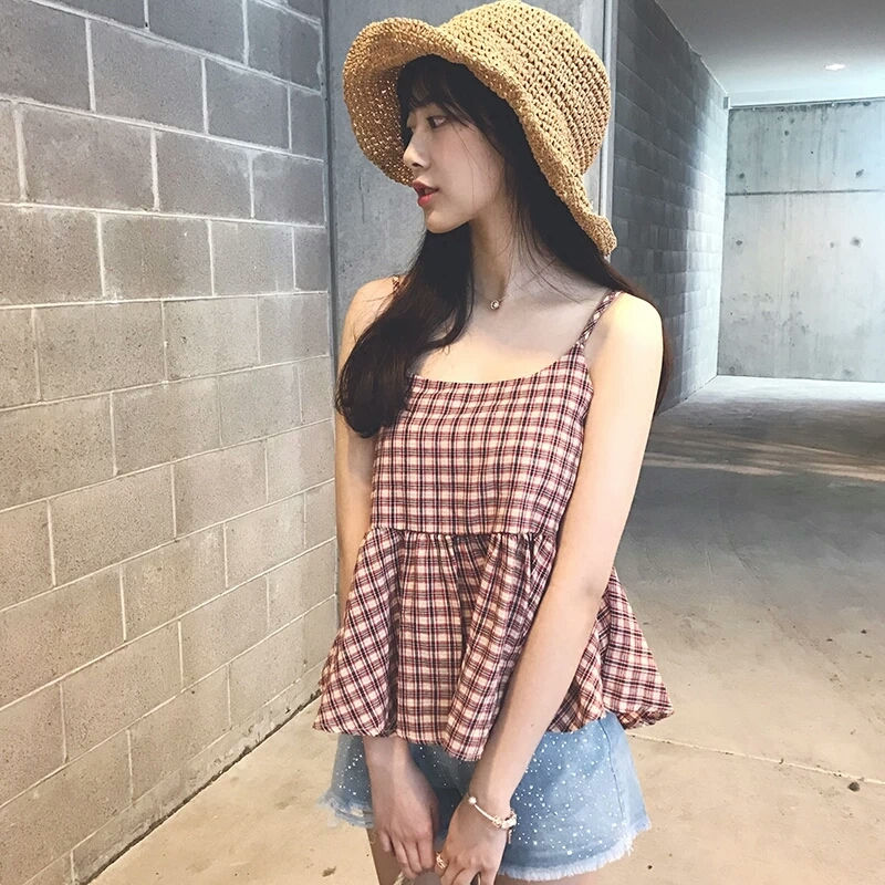 縮圖：格仔吊帶衫
