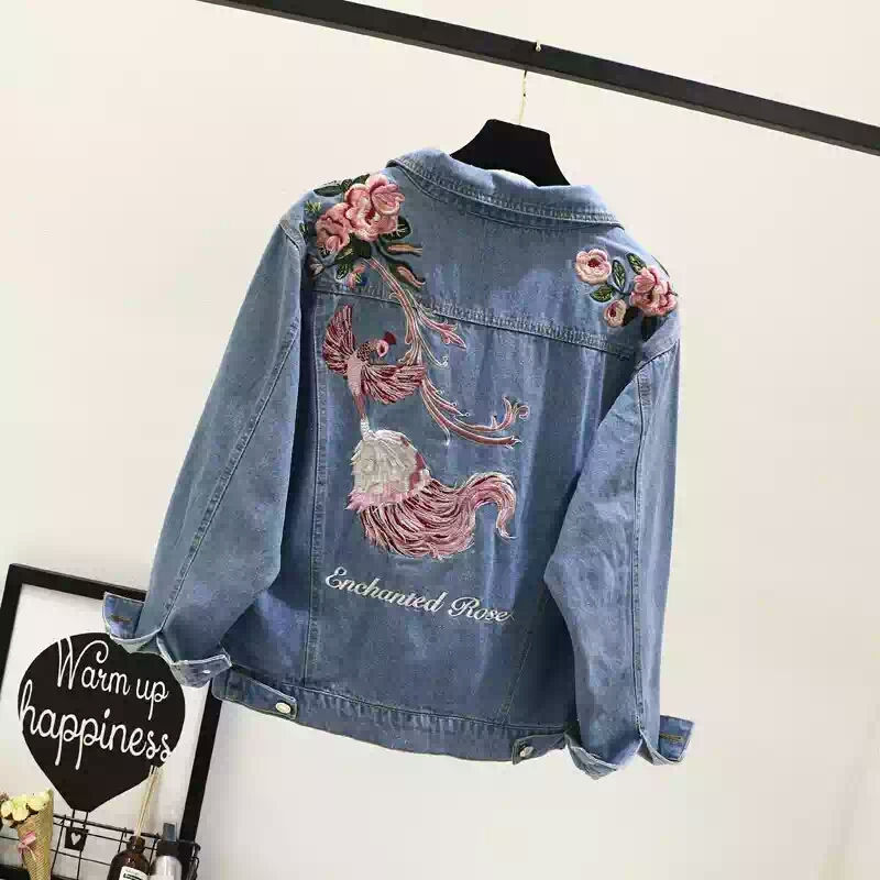 刺繡破爛牛仔褸