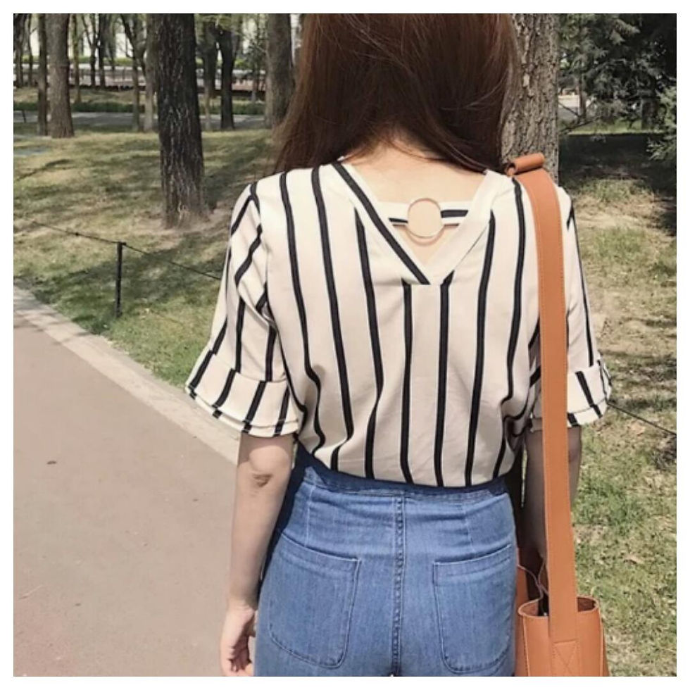 縮圖：直間V領襯衫