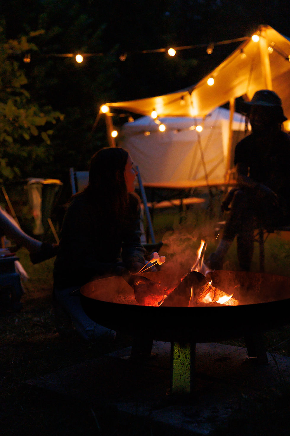 Marshmallow sur le feu soirée feux de camp