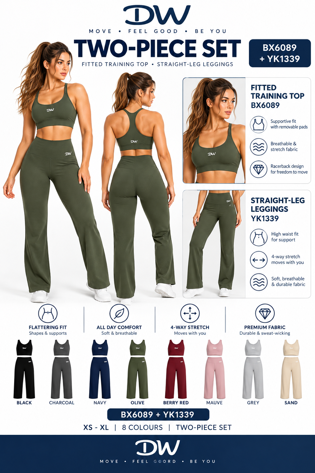 DW Bodysuit & Straight-Leg Leggings Set (BX6089+YK1339)