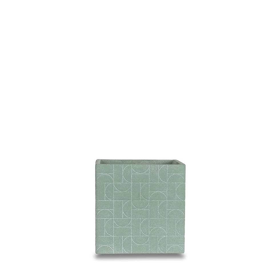 Vaso  Cerâmica Trilhas Quadrado Verde  G