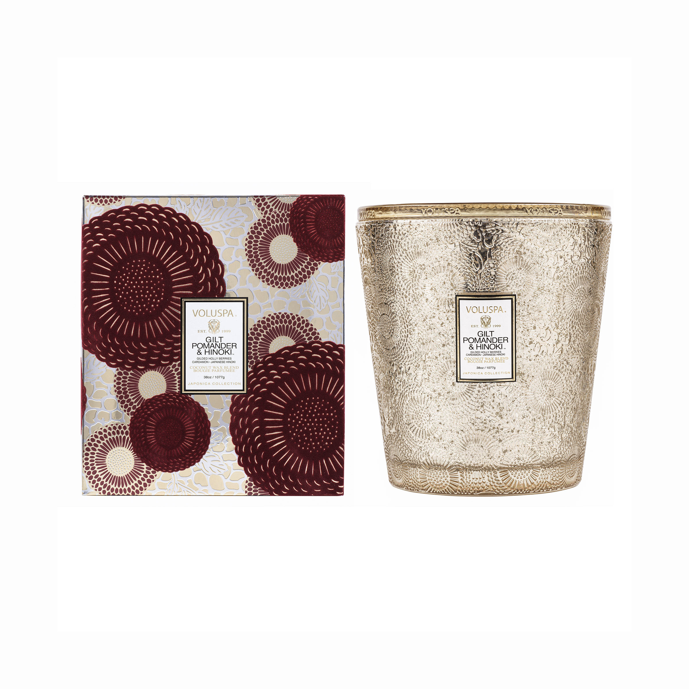 Vela Copo Vidro Clássico 60H Gilt Pomander & Hinoki Voluspa