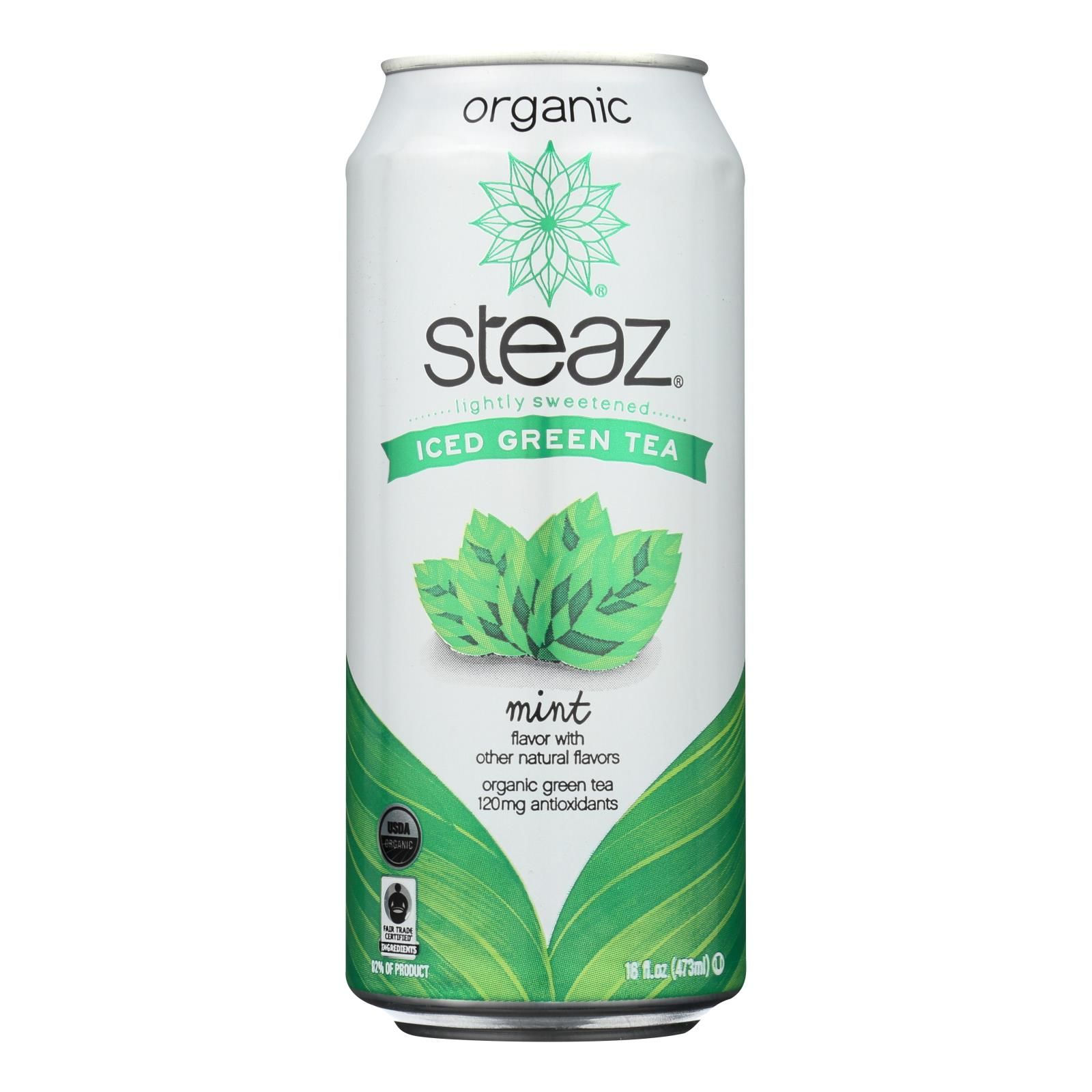 Steaz Lightly Sweetened Green Tea - Mint - Case Of 1216 Fl Oz.