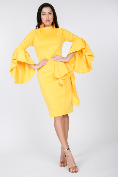 Thumbnail: Elegance in Bold Gold Midi Dress