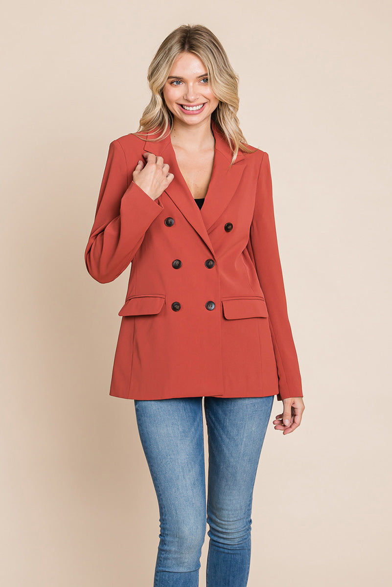 Thumbnail: Double Breasted Lapel Collar Jacket Blazer