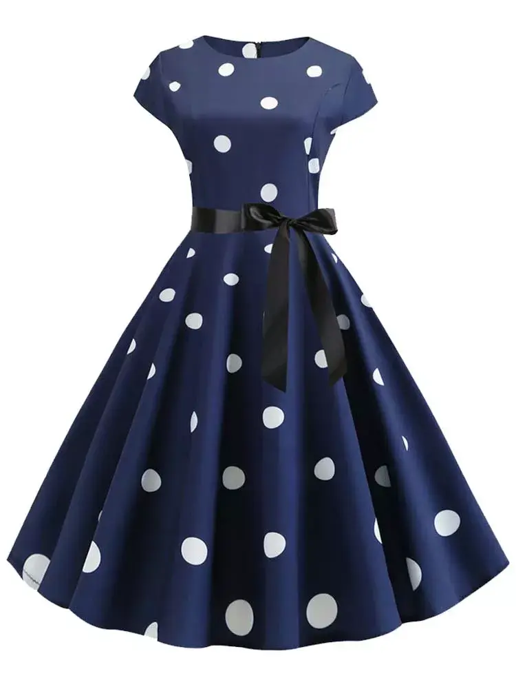 Thumbnail: Vintage Polka Dot Print Dress