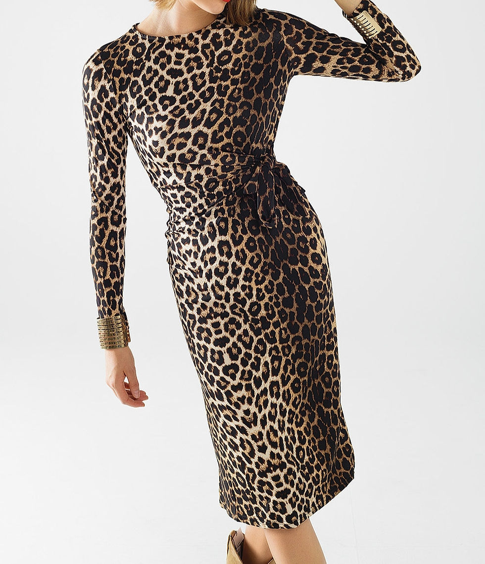 Thumbnail: Leopard Print Spandex Dress With Bow Detail