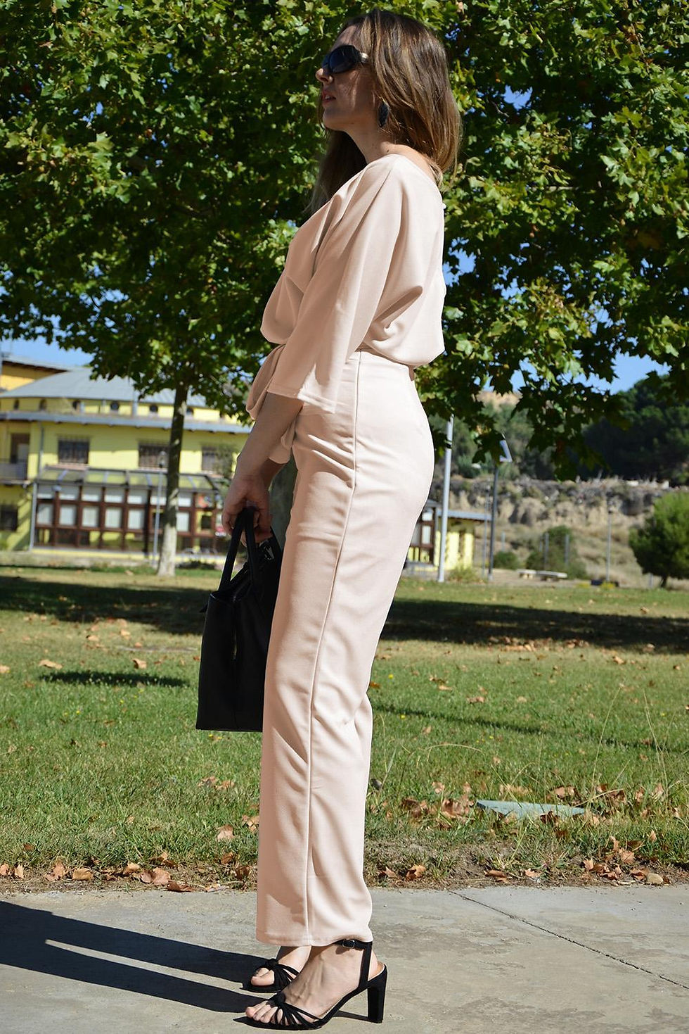 Thumbnail: Apricot Bracelet Sleeve Waist Tie Wide Leg Jumpsuit