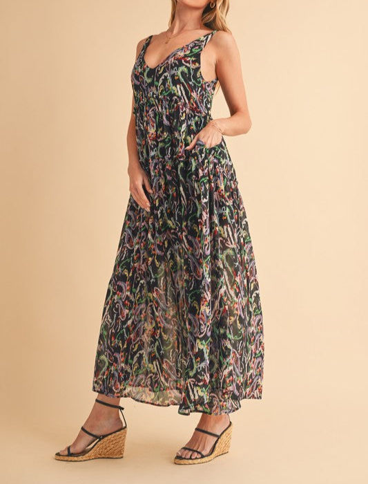 Thumbnail: Printed V-Neck Frill Tiered Cami Dress