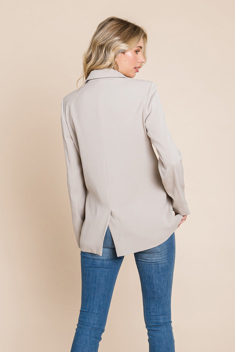 Thumbnail: Double Breasted Lapel Collar Jacket Blazer