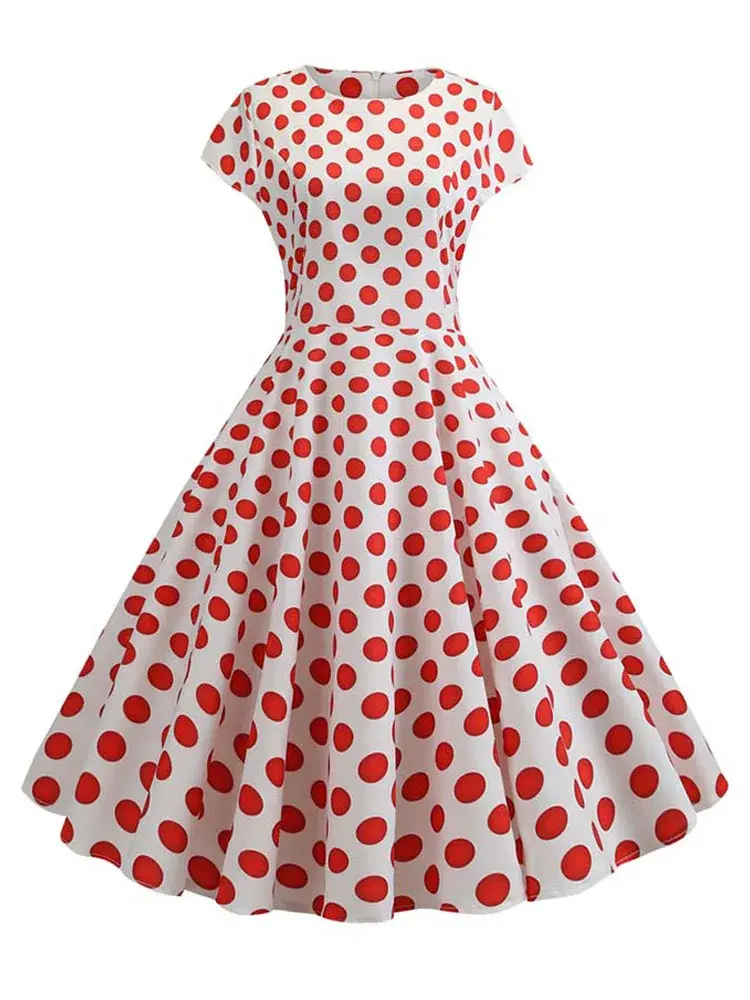 Thumbnail: Vintage Polka Dot Print Dress