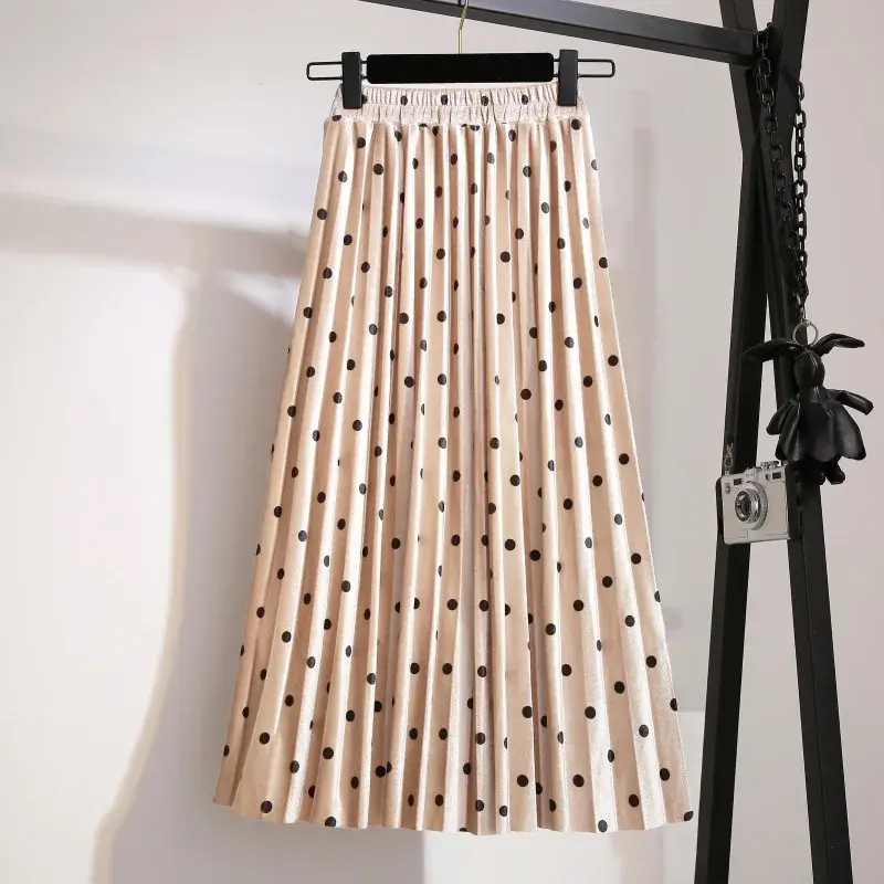 Thumbnail: Pleated Skirts Women Spring Autumn Saia Midi High Waist