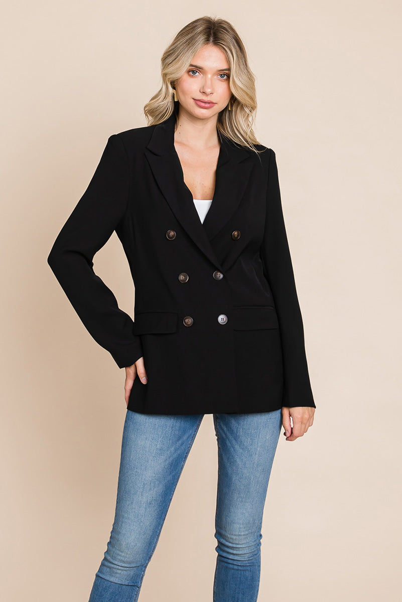 Thumbnail: Double Breasted Lapel Collar Jacket Blazer