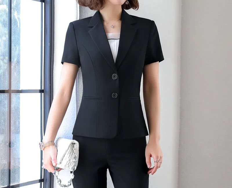 Thumbnail: Short Sleeve Slim Blazer and Trousers