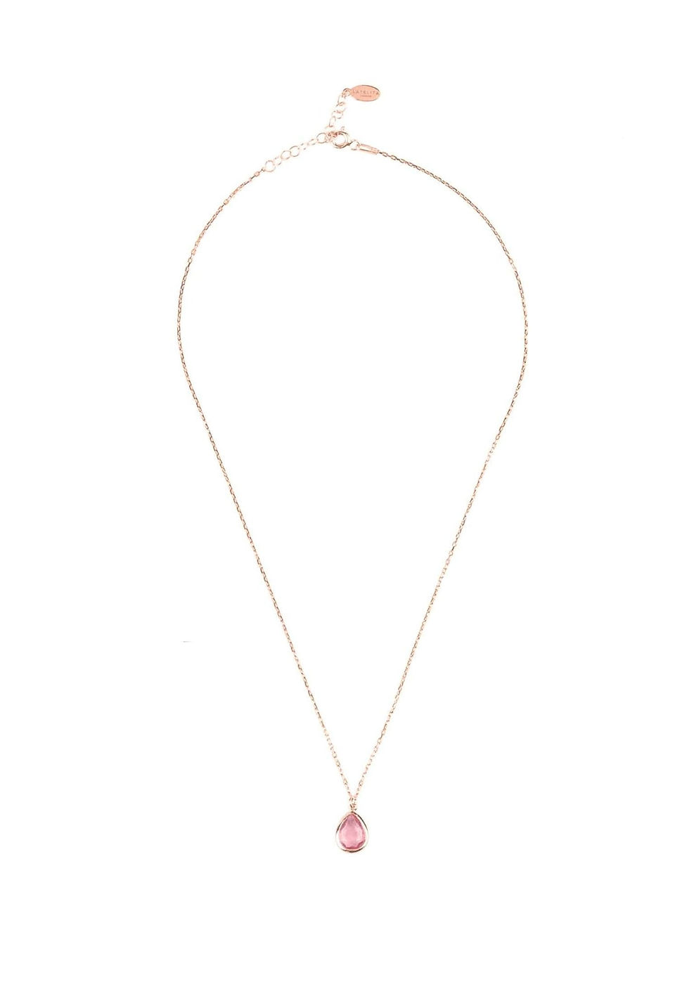 Thumbnail: Pisa Mini Teardrop Necklace Rosegold Pink Tourmaline