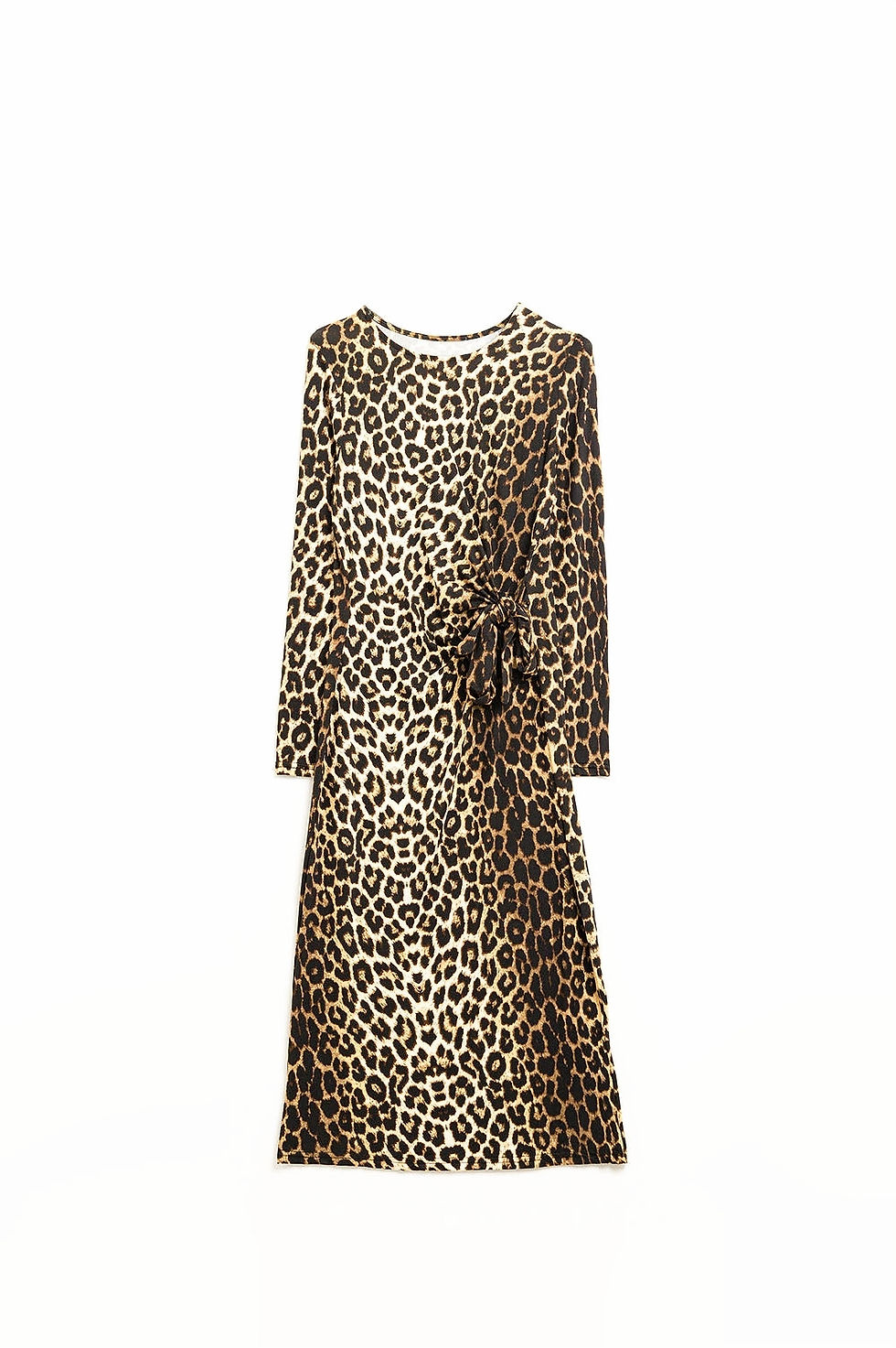 Thumbnail: Leopard Print Spandex Dress With Bow Detail