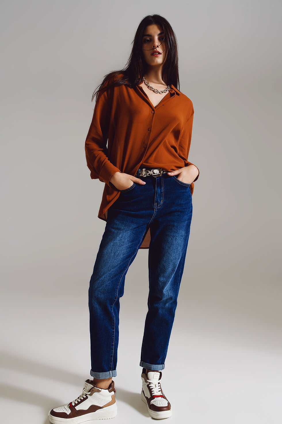 Thumbnail: Chiffon Shirt in Camel Color
