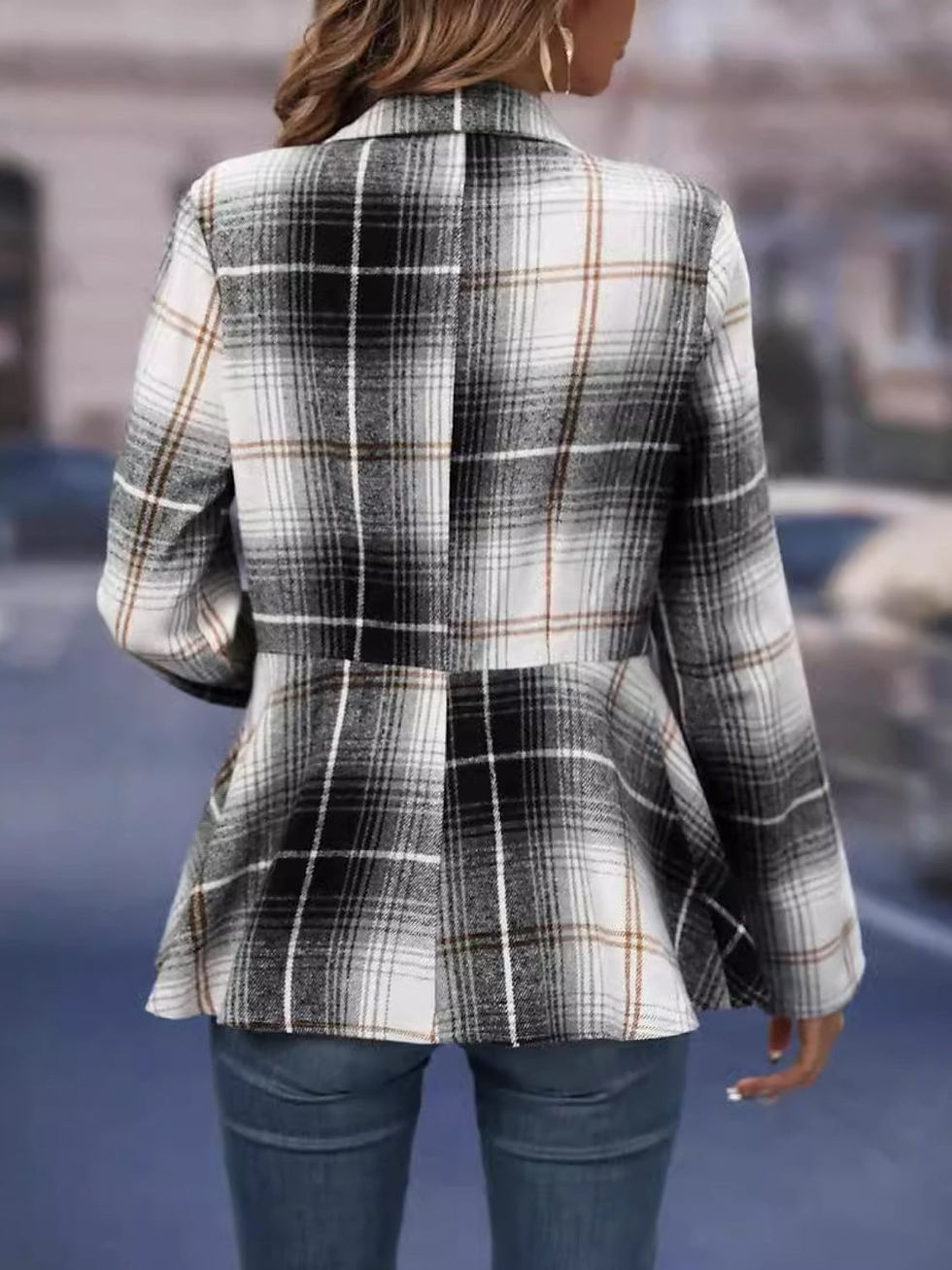 Thumbnail: Plaid Button Up Long Sleeve Jacket