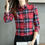 Thumbnail: Plus Size Women Lapel Plaid Flannel Shirts