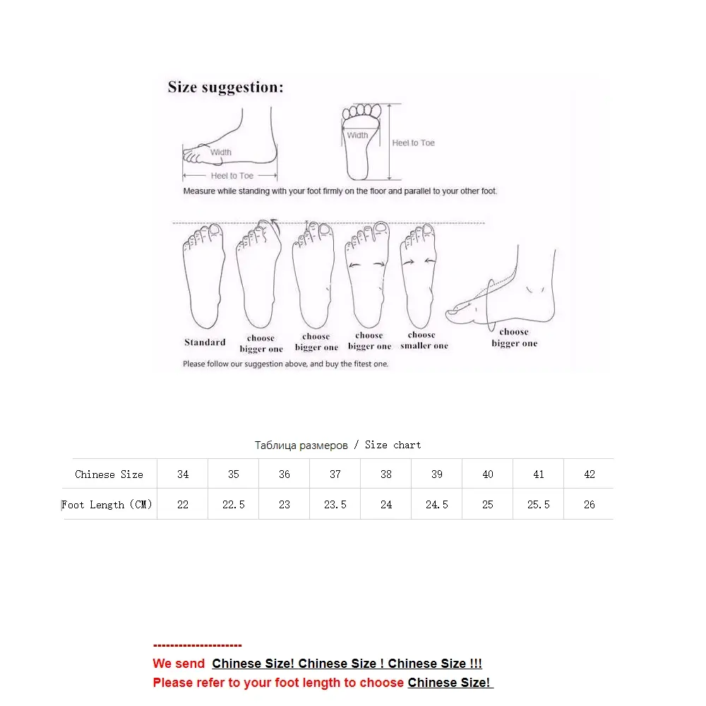 Women's ballet shoes size guide and Chinese size chart.