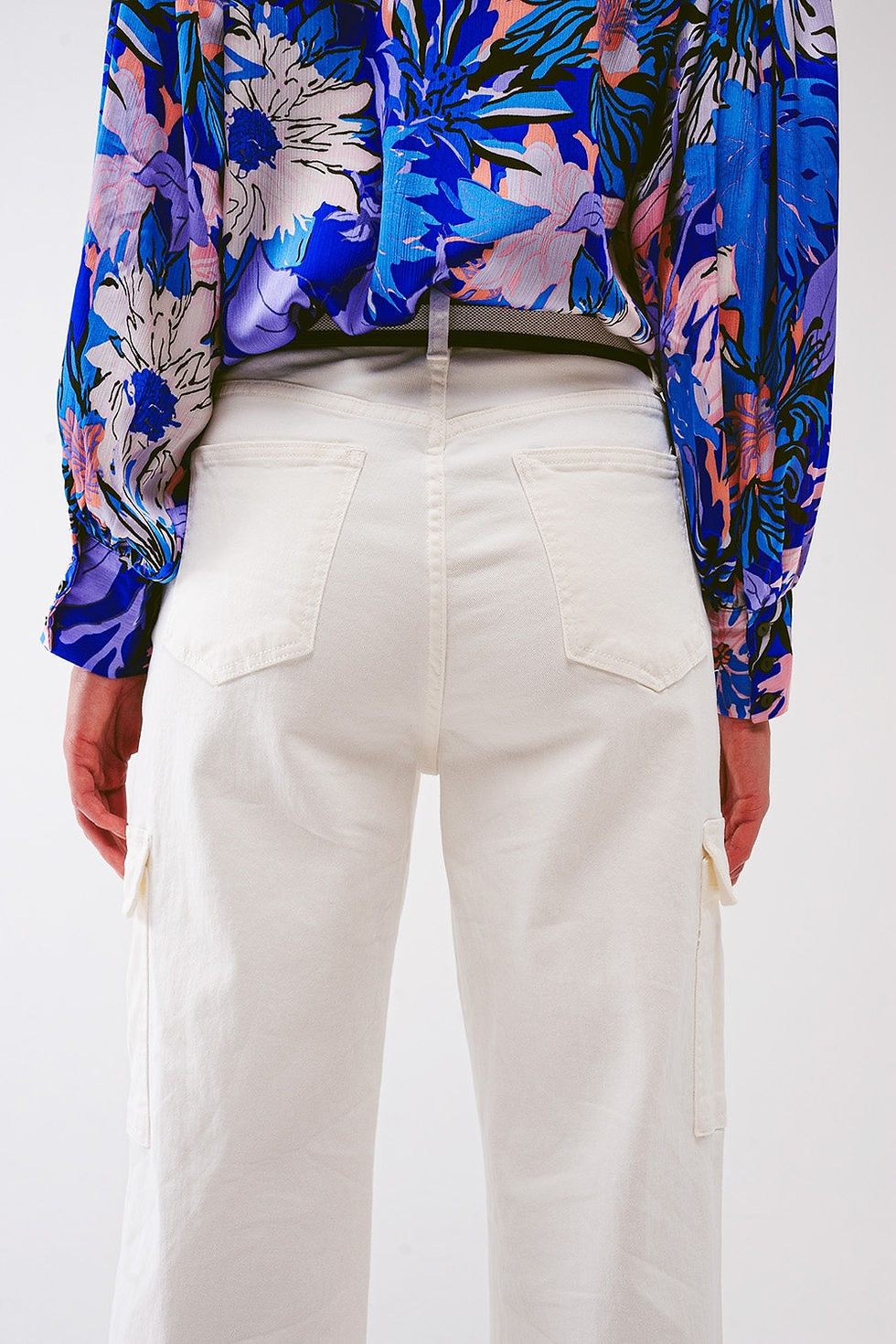 Thumbnail: Straight Leg Cargo Jeans in White