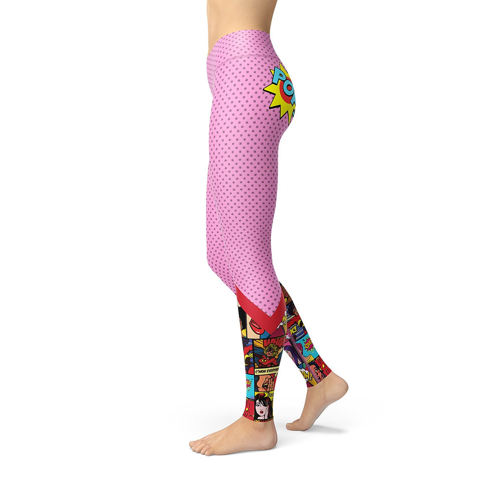 Thumbnail: Retro Comic Jean Leggings-Blue, Pink or Yellow