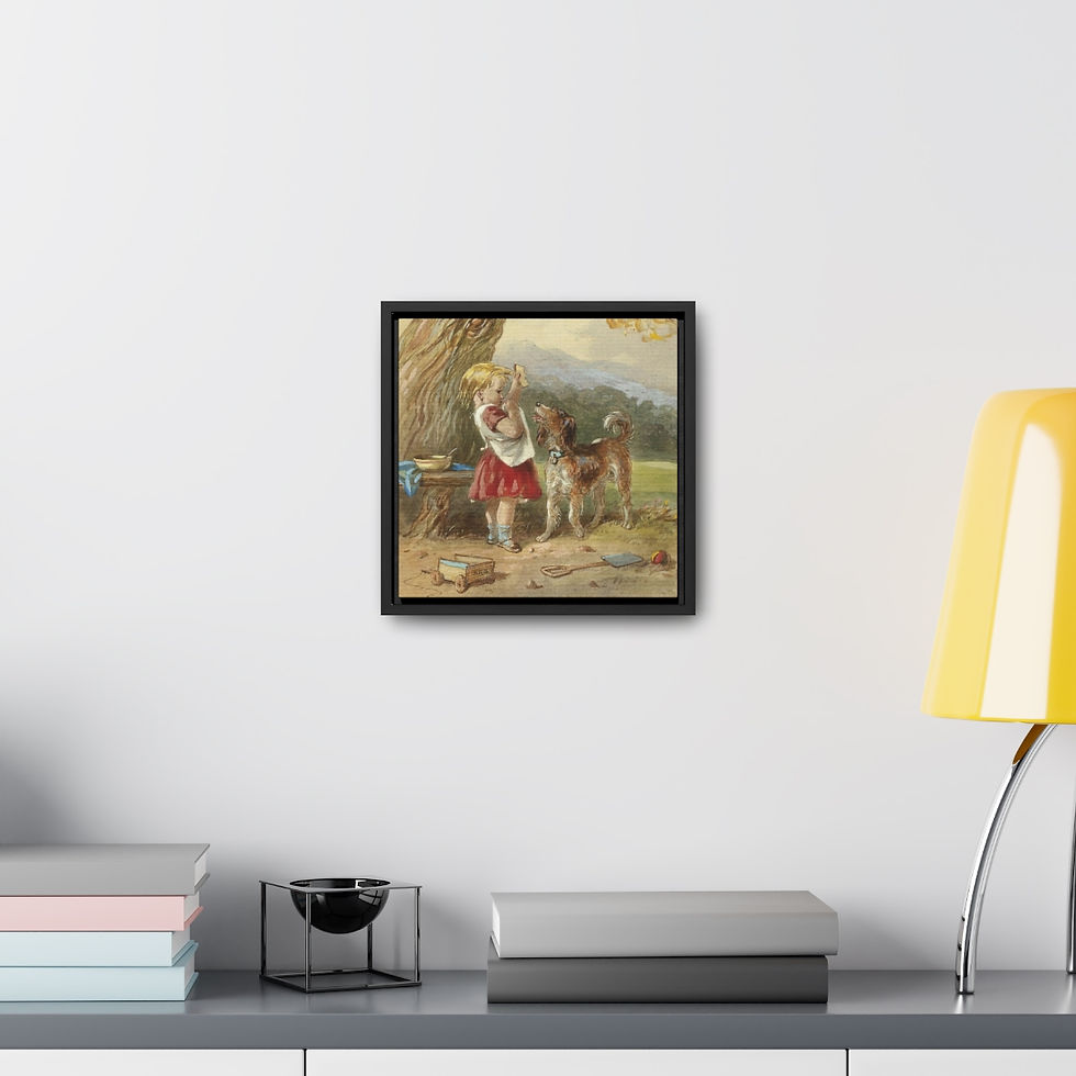 Thumbnail: Little Girl and Dog,  Canvas Wrap (6"x6" or 10"x10")