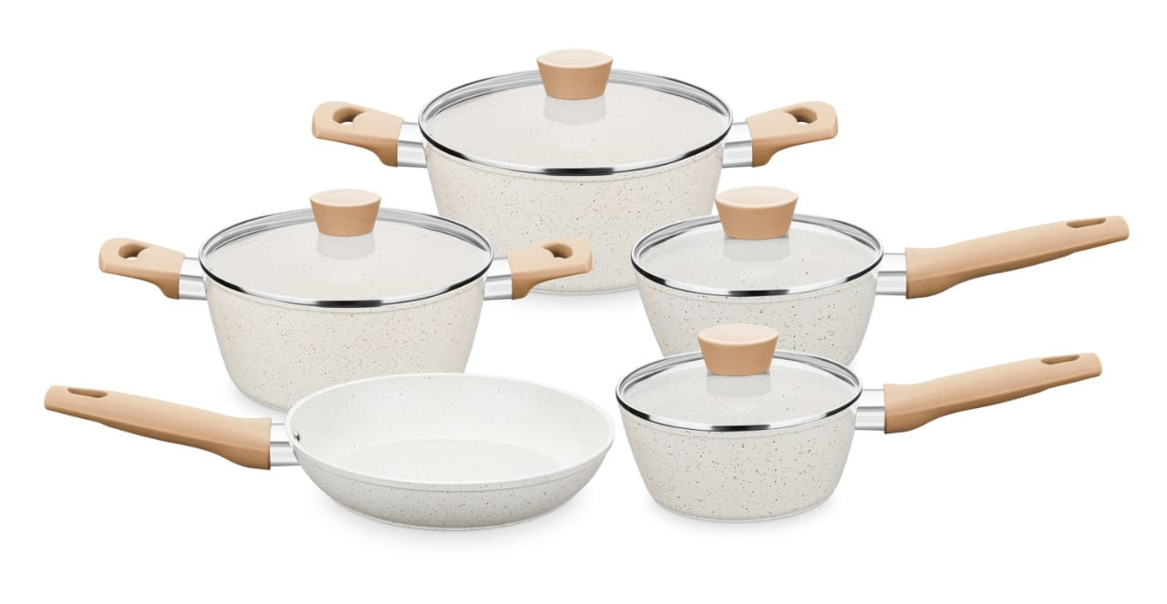 CONJUNTO PANELAS CARMELA VANILLA CREME 5PEÇAS