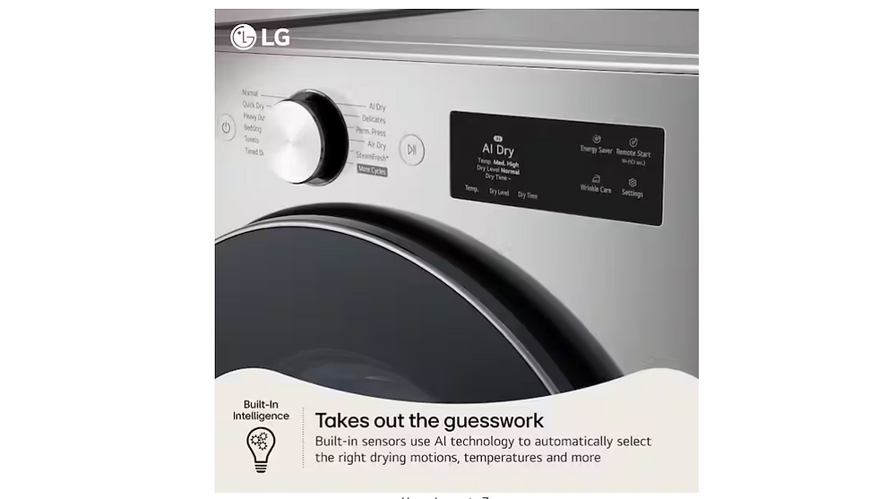 Thumbnail: LG 7.4 cu. ft. Vented SMART Stackable Electric Dryer in Graphite Steel with Turb