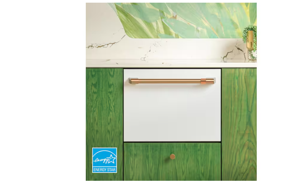 Thumbnail: Cafe 24 in. Matte White Smart Single Drawer Dishwasher with Customizable Hardwar