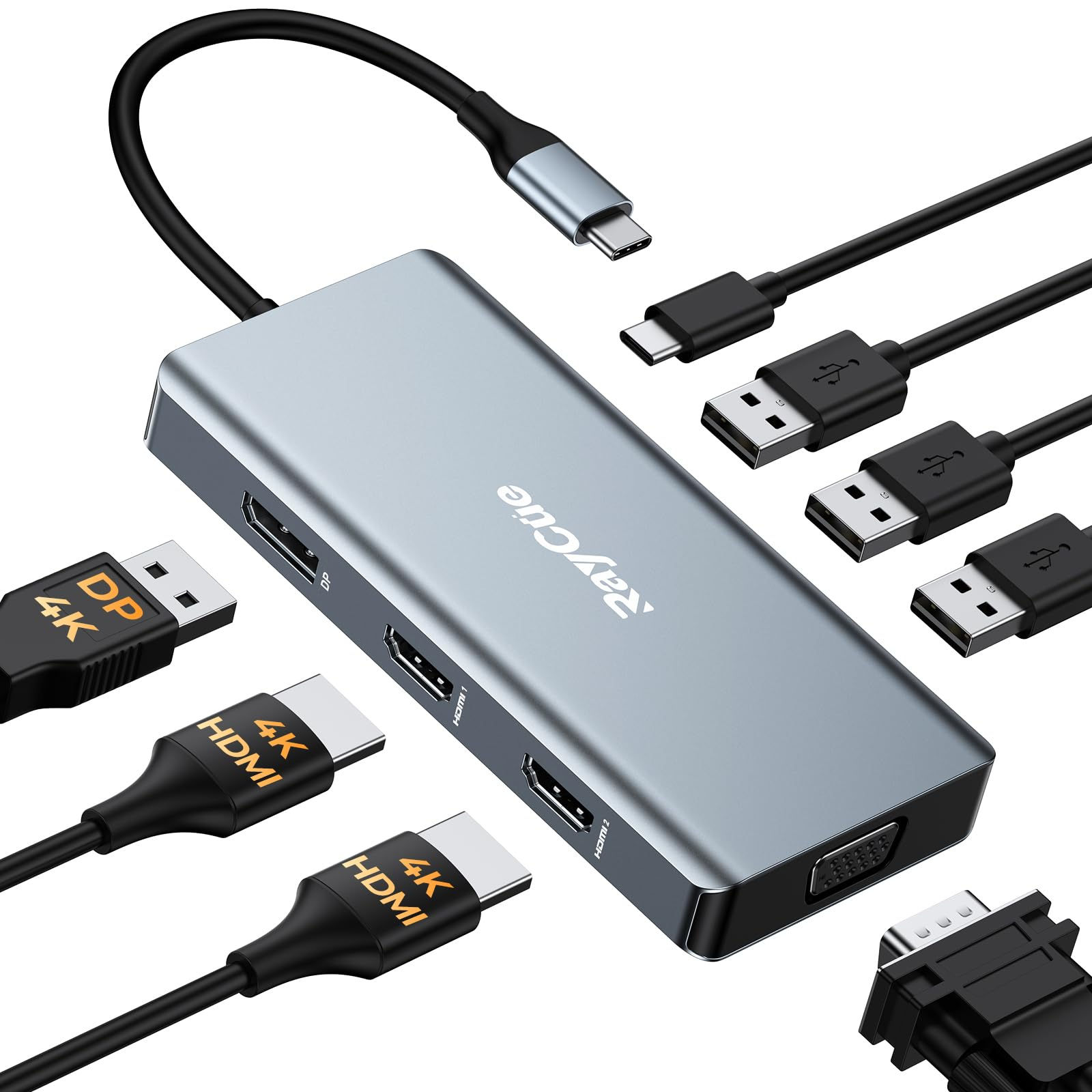 USB C Docking Station Dual Monitor Adapter for Dell HP Laptop Docking Station 3