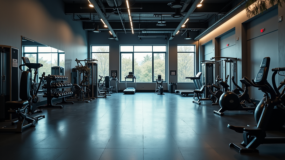 Wide angle view of a well-equipped gym