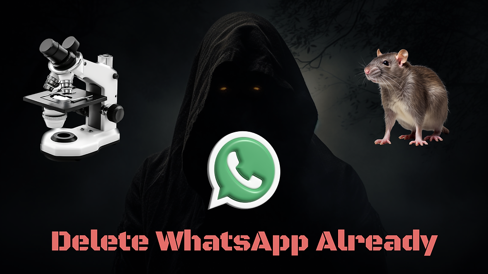 A picture about deleting whatsapp containing a microscope and a rat
