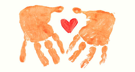 A child's hands imprint showing their lo