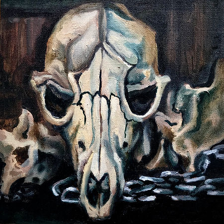 Fox Skull Oil Painting by Draca Wilford