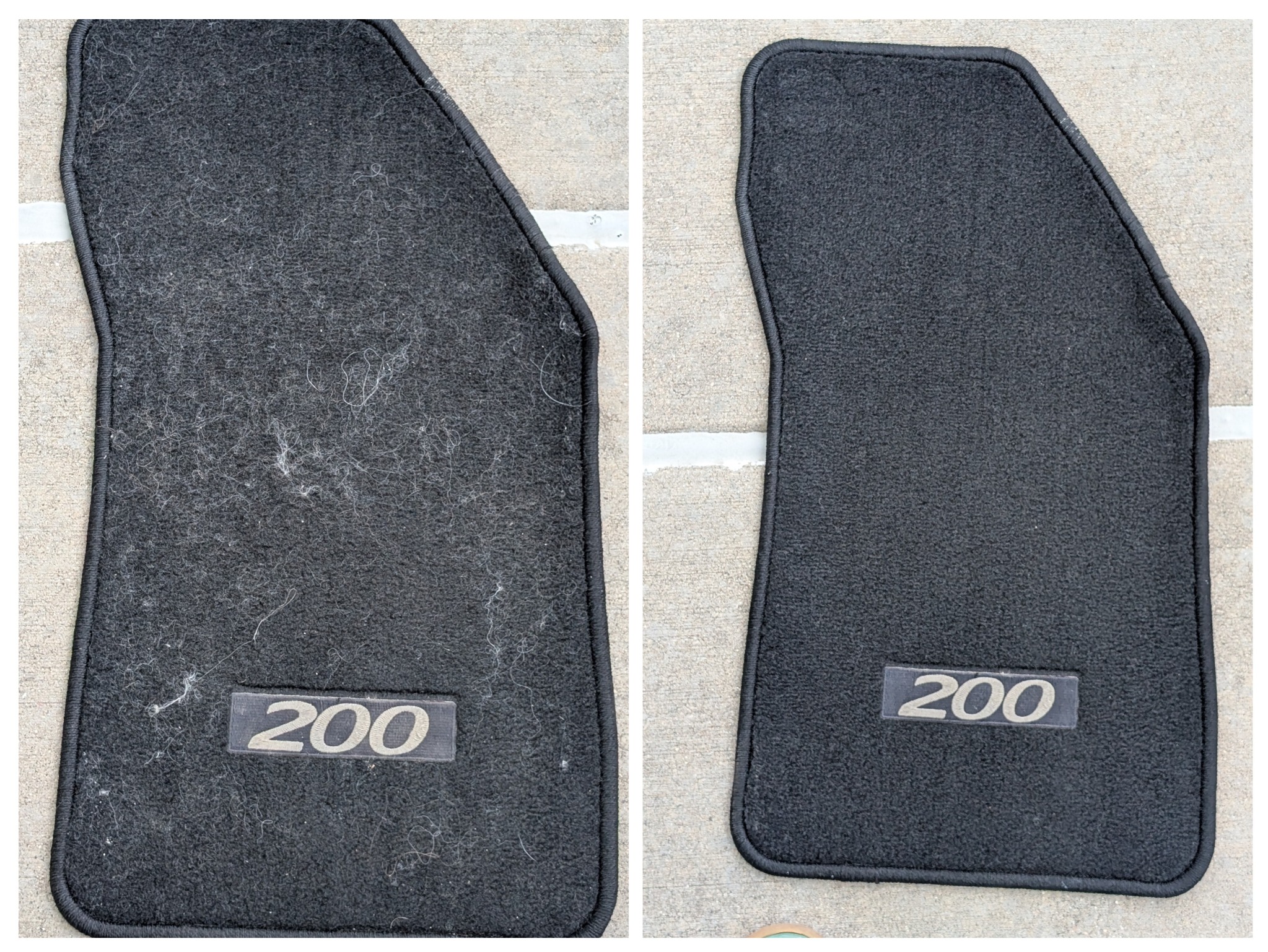 Before and after vehicle interior detailing