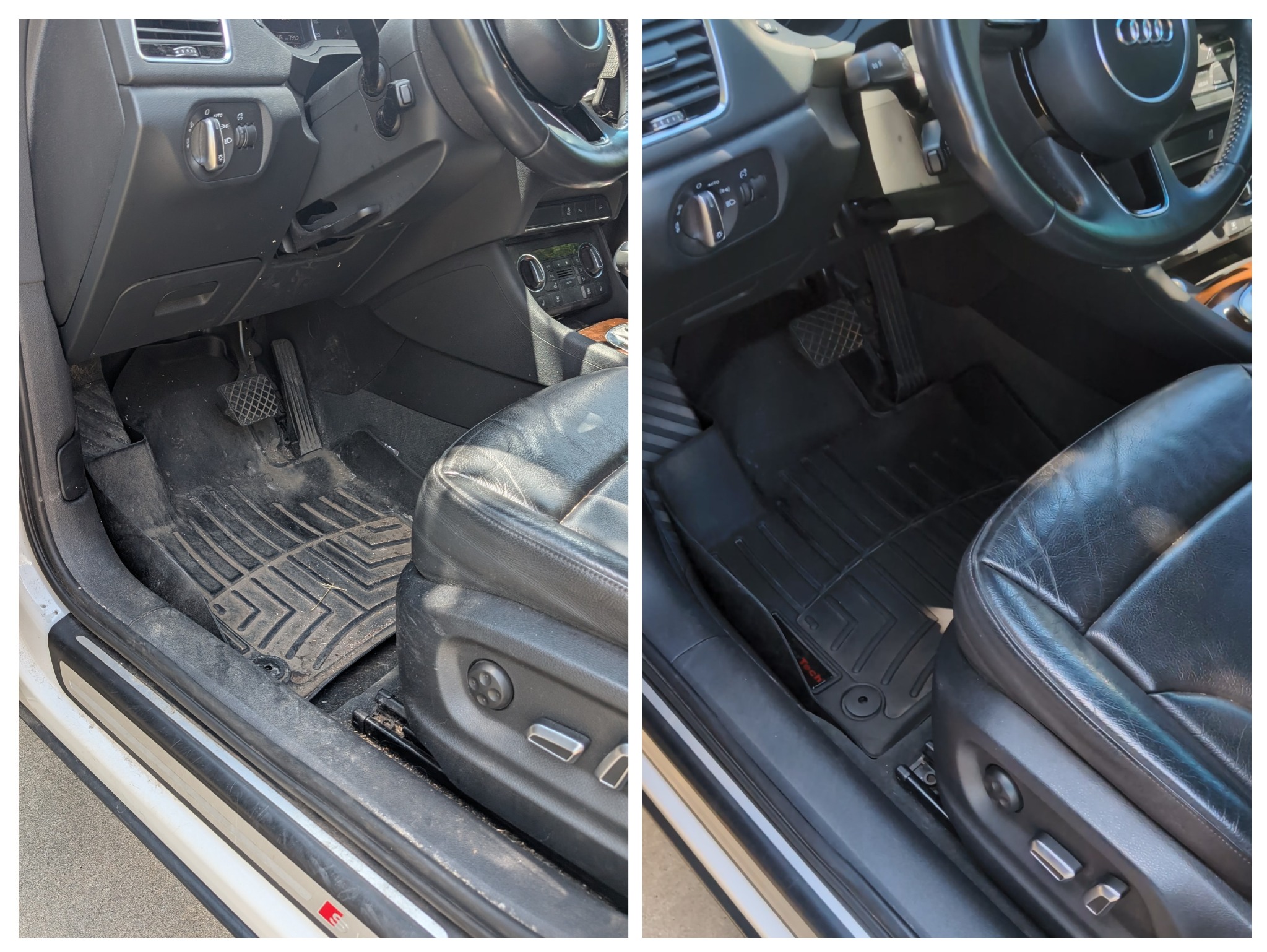 Before and after floor mat detailing