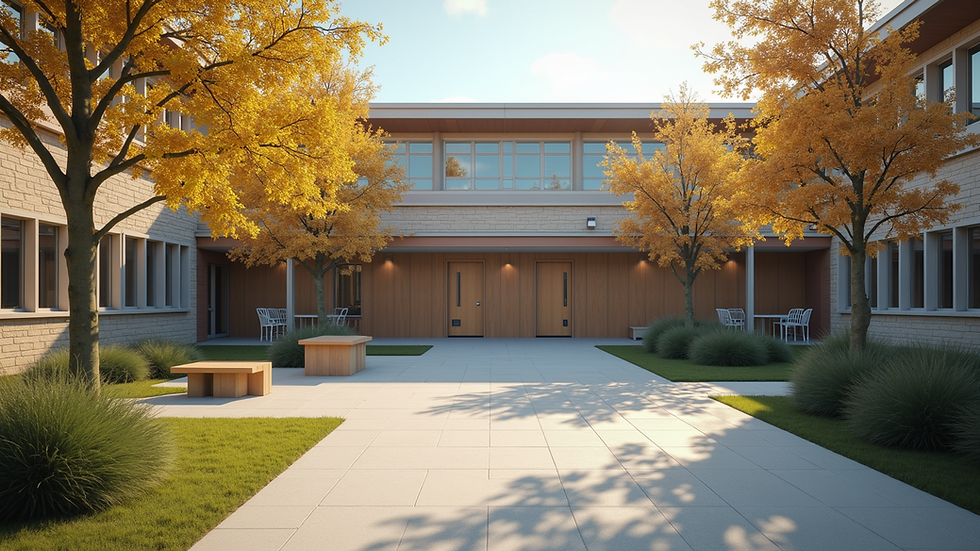 High angle view of a community centre with accessible facilities