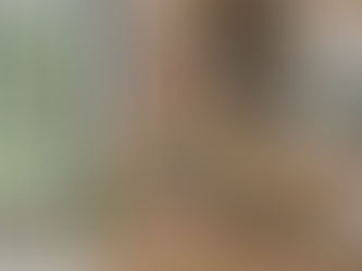 Chris sitting at her desk with a smoothie and coffee