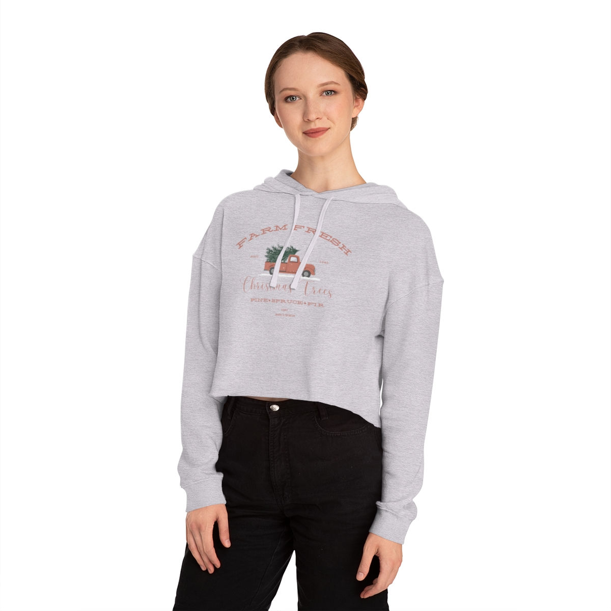 XMAS TREE FARM Cropped Hooded Sweatshirt