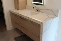 bathroom with waterfall edge