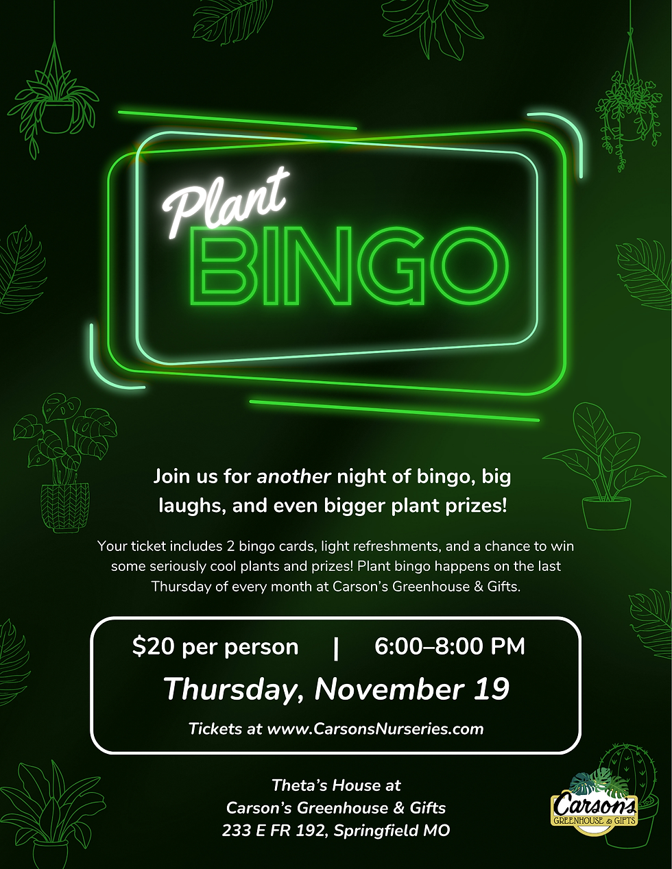 Plant Bingo at Theta's House — November 19