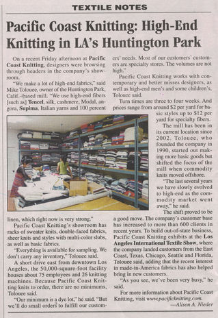 Pacific Coast Knitting is once again in the news!